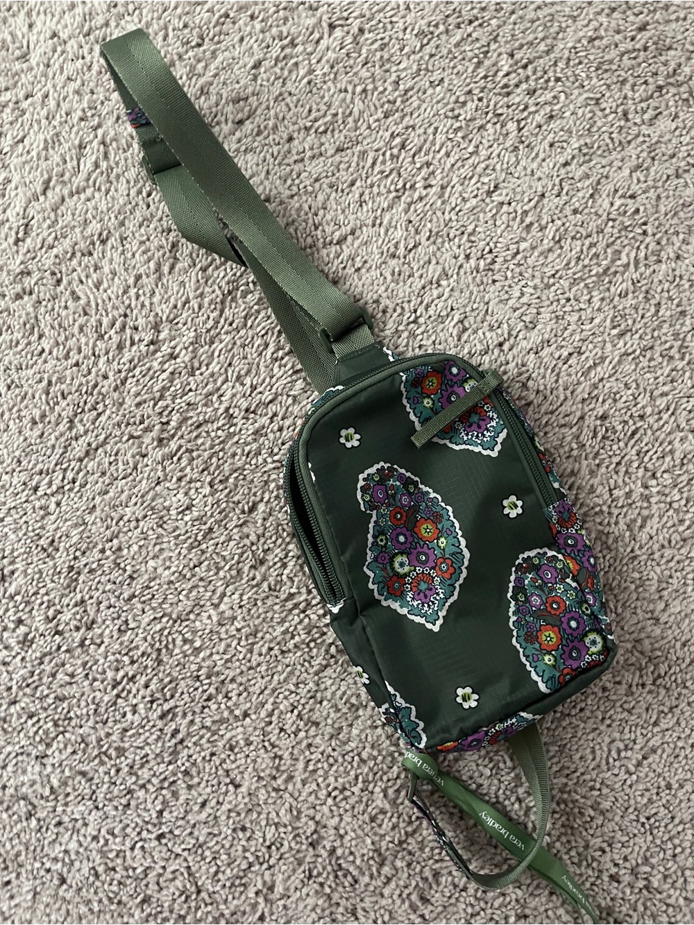 Vera Bradley Olive Green Floral Paisley Crossbody Bag